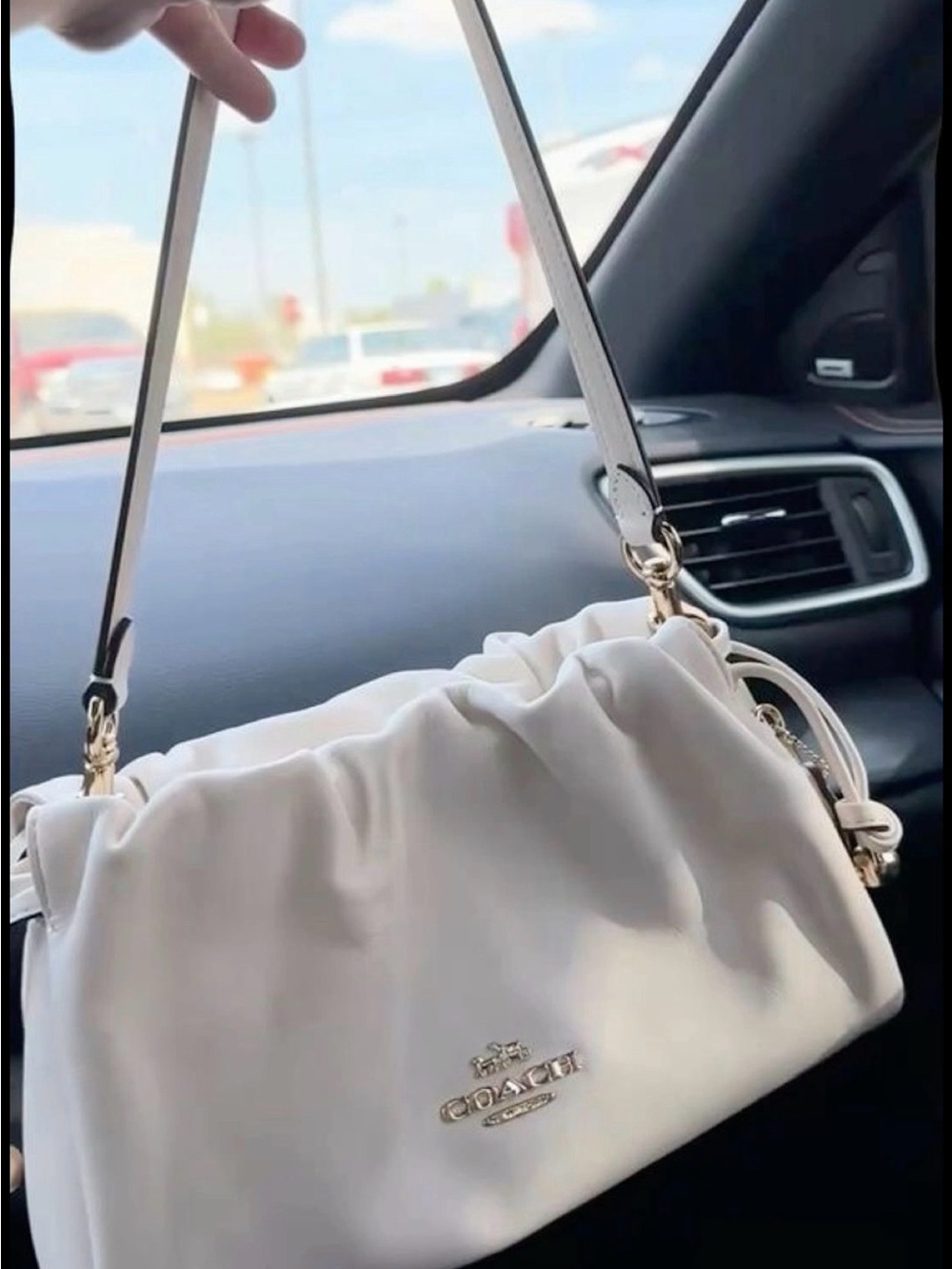 Coach Cream Gathered Leather Shoulder Bag - Picture 2 of 3